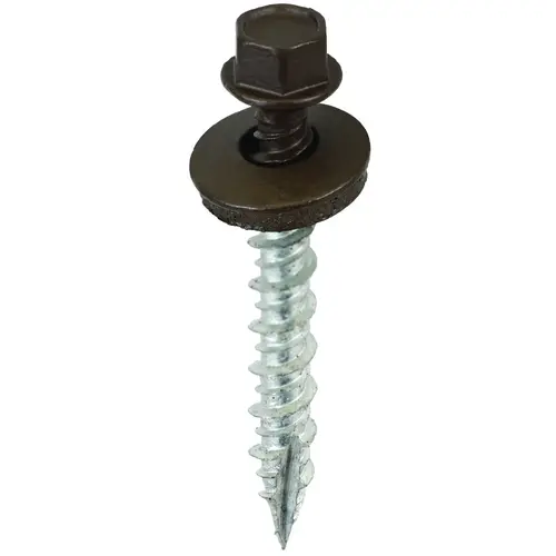 Screw, #9 Thread, High-Low, Twin Lead Thread, Hex Drive, Self-Tapping, Type 17 Point Burnished Slate