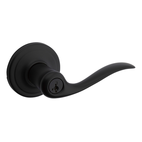 Toluca Series Entry Lever, Grade 2 Grade, Keyed Key, Matte Black, 2-3/8, 2-3/4 in Backset, K2 Keyway