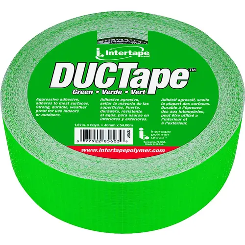 Duct Tape, 60 yd L, 1.88 in W, Cloth Backing, Green