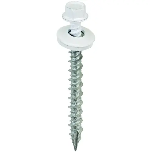 Screw, #9 Thread, High-Low, Twin Lead Thread, Hex Drive, Self-Tapping, Type 17 Point Bright White