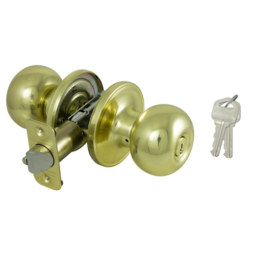 Entry Knob Lockset, Ball, Pol Brass, KA3 - pack of 3