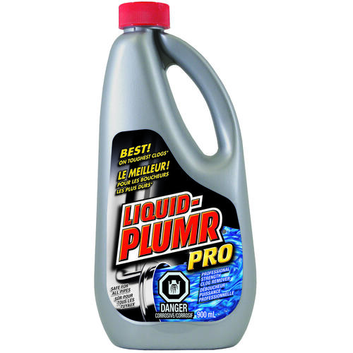 Liquid-Plumr 01811PK01 Clog Remover, Liquid, Pale Yellow, Bleach, 900 mL Bottle