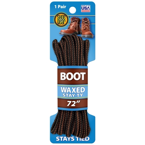 Shoe Gear 1N311-12 Boot Lace, Round, Black/Brown, 72 in L