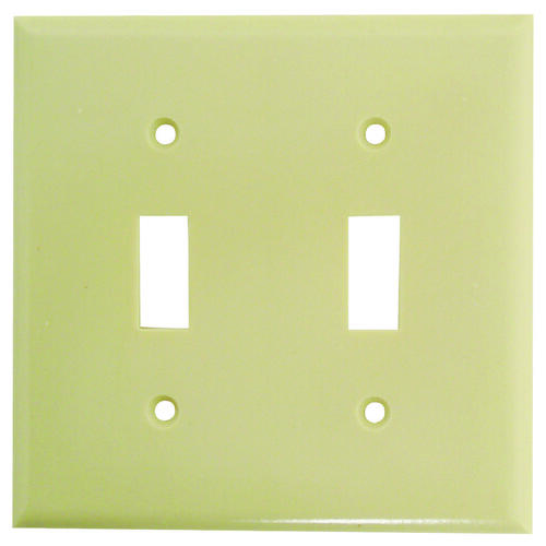 Wallplate, 4-1/2 in L, 4-9/16 in W, 2 -Gang, Thermoset, Ivory, High-Gloss