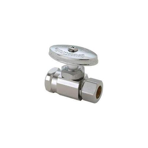 Stop Valve, 1/2 x 1/2 in Connection, Compression x FIP, 125 psi Pressure, Brass Body Chrome