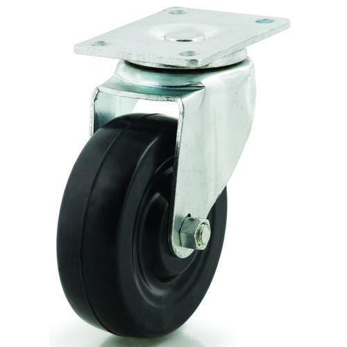 Swivel Caster, 4 in Dia Wheel, 1-1/4 in W Wheel, Rubber Wheel, 265 lb