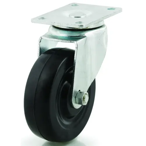 DH CASTERS C-LM4P1RS Swivel Caster, 4 in Dia Wheel, 1-1/4 in W Wheel, Rubber Wheel, 265 lb