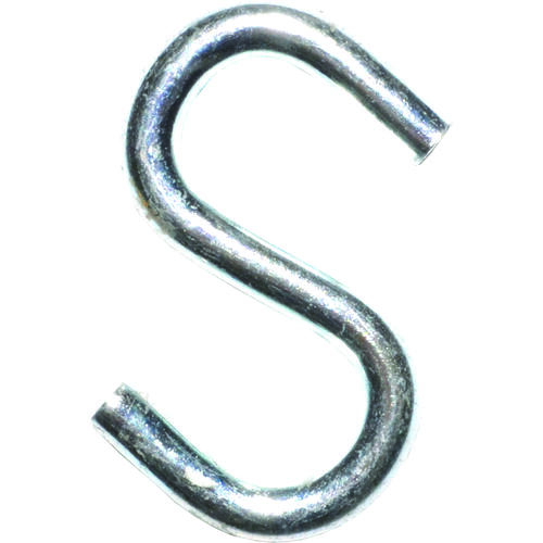 S-Hook, 30 lb Working Load, 0.169 in Dia Wire, Steel, Zinc - pack of 20