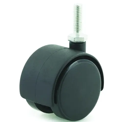 Swivel Caster, 2 in Dia Wheel, Plastic Wheel, Black, 85 lb