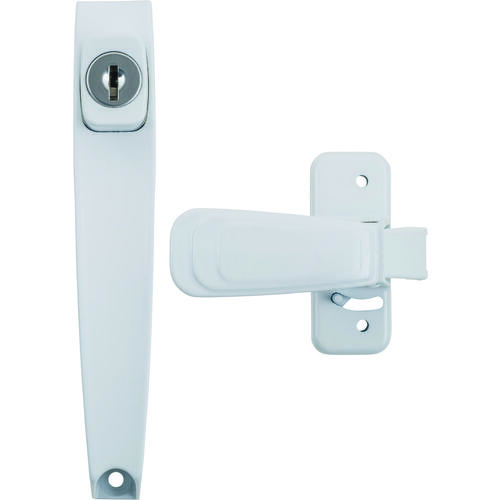 Wright Products VK444-2WH Pushbutton Latch, 3/4 to 2 in Thick Door, For: Out-Swinging Wood/Metal Screen, Storm Doors