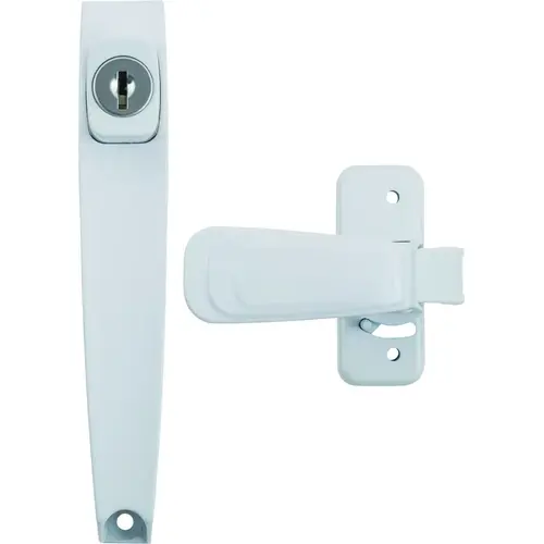 Wright Products VK444-2WH Pushbutton Latch, 3/4 to 2 in Thick Door, For: Out-Swinging Wood/Metal Screen, Storm Doors White