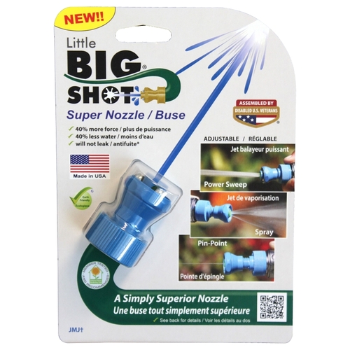 Little Big Shot LBS-151 Adjustable Twist Hose Nozzle, 3/4 in, GHT, Polyketone, Blue