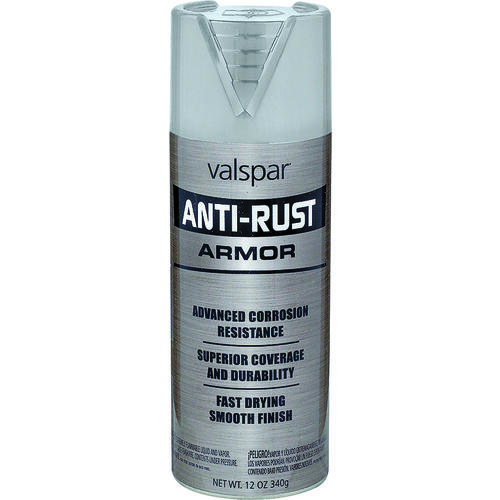 Valspar 21956 044.00.076 Anti-Rust Enamel Spray Paint, Gloss, Nickel, 12 oz, Aerosol Can