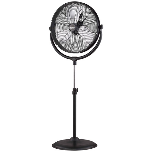 PowerZone FES50-T5 High-Velocity Pedestal Stand Fan, 120 V, 1.25 A, 20 in Dia Blade, 3-Blade, Metal Blade, Black