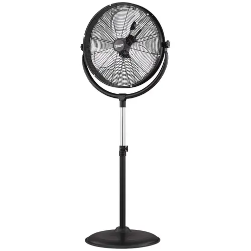 PowerZone FES50-T5 High-Velocity Pedestal Stand Fan, 120 V, 1.25 A, 20 in Dia Blade, 3-Blade, Metal Blade, Black