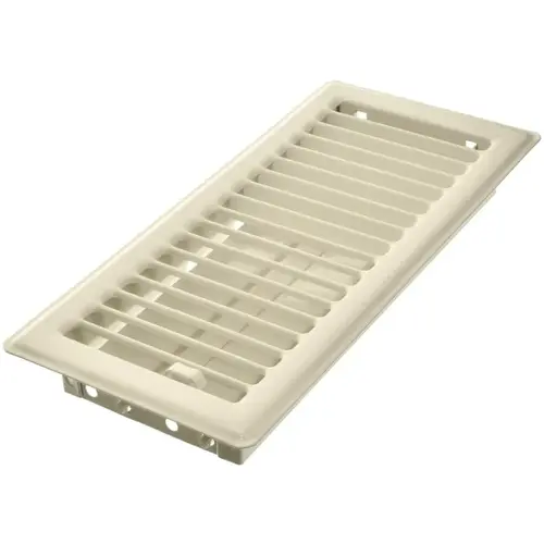 Floor Register, 10 in L, 4 in W, Steel, Almond