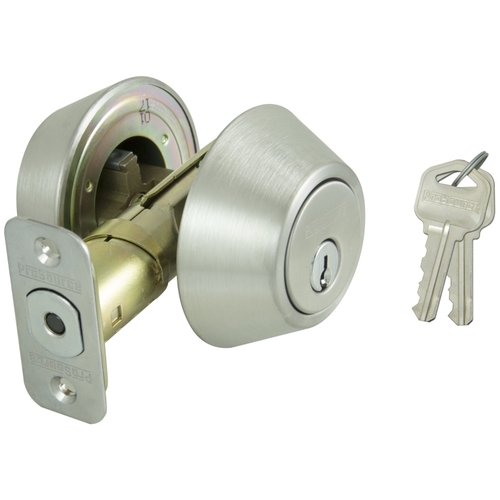 Deadbolt, 3 Grade, Stainless Steel, 2-3/8 to 2-3/4 in Backset, KW1 Keyway - pack of 3