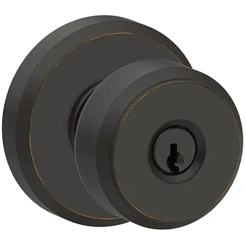 Keyed Entry Lock, AAA Grade, Brass, Aged Bronze, Bowery Knob Handle, 2-3/8, 2-3/4 in Backset