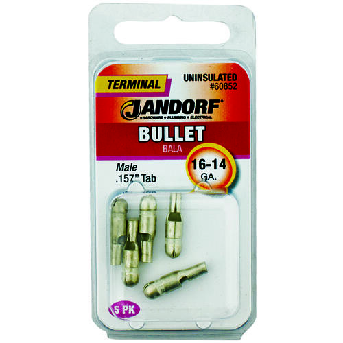 Jandorf 60852 Bullet Terminal, 600 V, 16 to 14 AWG Wire, Copper Contact - pack of 5