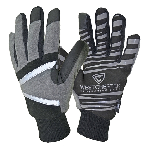 West Chester 96650/XL Hi-Dexterity, Insulated Winter Gloves, XL, 10-3/8 in L, Reinforced, Wing Thumb, Black/Gray