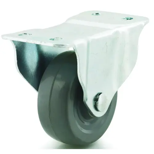 DH CASTERS BC-GD30MRR C-GD30MRR Rigid Caster, 3 in Dia Wheel, 1-1/4 in W Wheel, Rubber Wheel, Gray, 225 lb