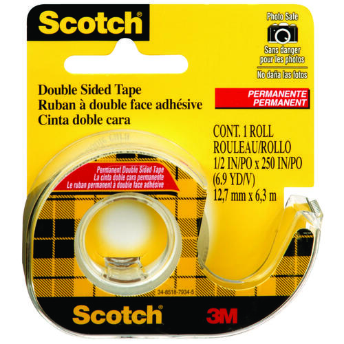 SCOTCH 136NA 136-NA Double-Sided Tape, 6.3 m L, 12.7 mm W