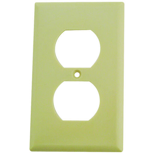 Receptacle Wallplate, 4-1/2 in L, 2-3/4 in W, 1 -Gang, Thermoset, Ivory, High-Gloss