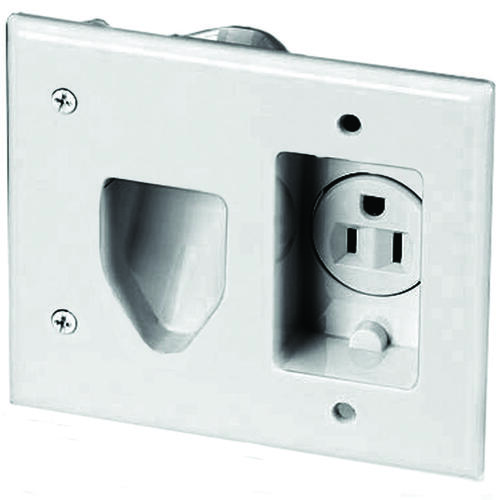 Eaton 35MRW-SP-L 35MRW Cable Plate with Receptacle, 2 -Gang, White