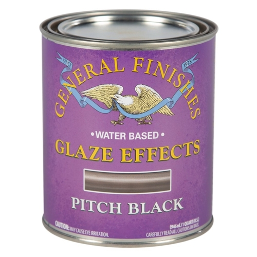 GENERAL FINISHES QTPB Glaze Effect, Pitch Black, 1 qt, Can