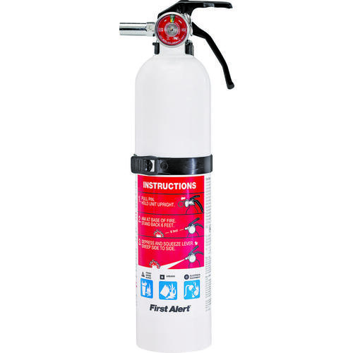 Rechargeable Fire Extinguisher, 2.5 lb Capacity, Monoammonium Phosphate, 1-A:10-B:C Class White