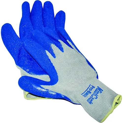 GV-SHOWA/XL Gripper Work Gloves, Men & Women, 10-1/4 in L, Knit Liner Cuff, Rubber Latex Coating Pair Grey Blue