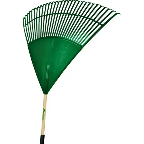 Lawn/Leaf Rake, Poly Tine, 30-Tine, Wood Handle, 48 in