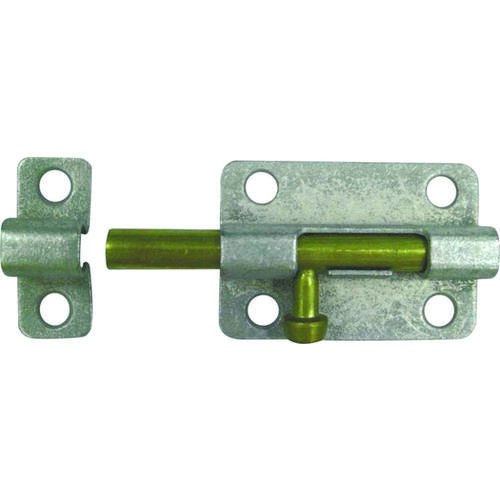 Barrel Bolt, 0.31 Dia in Bolt Head, 2-1/2 in L Bolt, Brass Pin/Steel, Galvanized