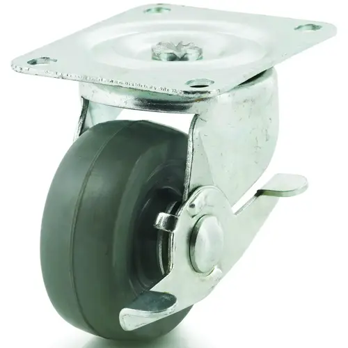 DH CASTERS BC-GD30MRSB C-GD30MRSB Swivel Caster, 3 in Dia Wheel, 1-1/4 in W Wheel, Rubber Wheel, Gray, 225 lb