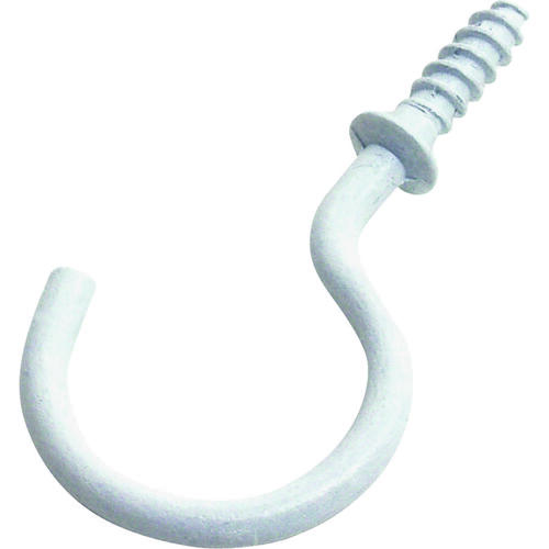 Cup Hook, 5/32 in Thread, 46 mm L, Steel, Painted White - pack of 2