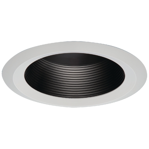 Baffle Trim, 6 in Dia Recessed Can, Metal Body, Black/White