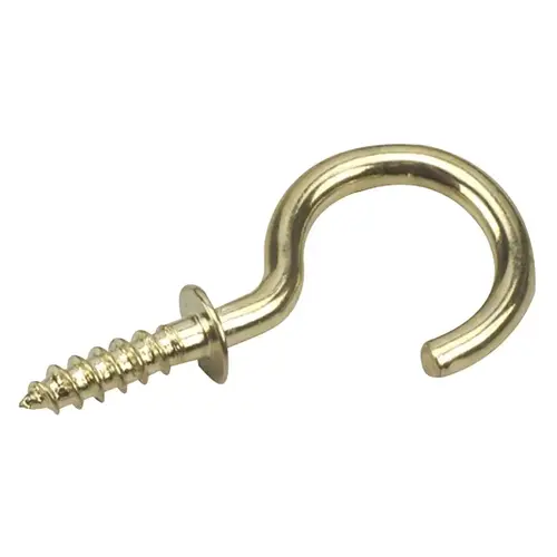 Cup Hook, 10 mm Opening, 31 mm L, Metal, Brass - pack of 5