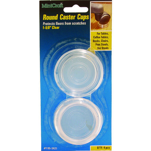 Furniture Glide, Plastic, Clear, Clear, 2-1/4 x 2-1/4 x 9/16 in Dimensions - pack of 4