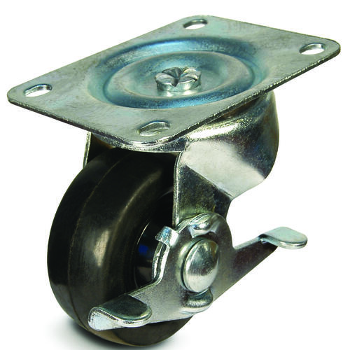DH CASTERS BC-GD40RSB C-GD40RSB Swivel Caster, 4 in Dia Wheel, 1-1/4 in W Wheel, Rubber Wheel, 200 lb