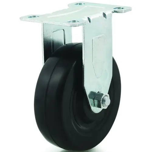 DH CASTERS C-LM5P1RR Rigid Caster, 5 in Dia Wheel, 1-1/4 in W Wheel, Rubber Wheel, 300 lb