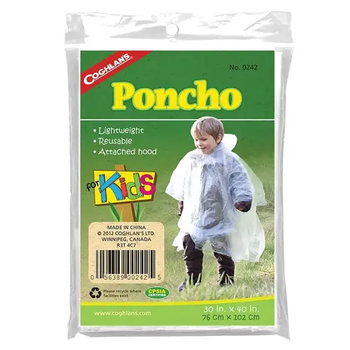 Poncho, One-Size, Plastic, Clear, Attached