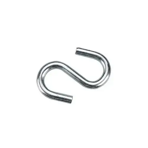 S-Hook, 296 lb Working Load, 9.5 mm Dia Wire, Metal, Zinc - pack of 10