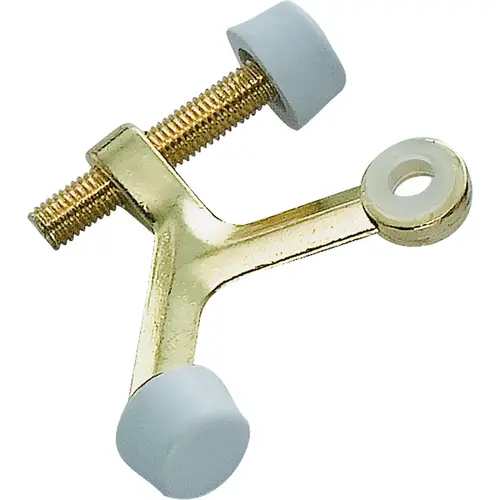 Light-Duty Hinge Pin Door Stop, 2-1/4 in Projection, Die-Cast Zinc & Plastic, Brass