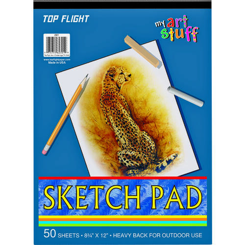 TOP FLIGHT 4807103 Sketch Pad, Drawing Sheet, 8-3/4 in L x 12 in W Sheet, 50-Sheet