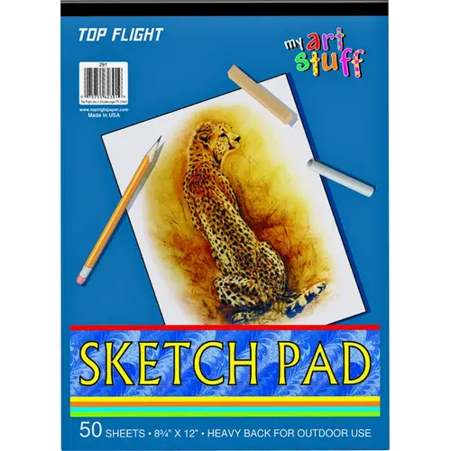 TOP FLIGHT 4807103 Sketch Pad, Drawing Sheet, 8-3/4 in L x 12 in W Sheet, 50-Sheet