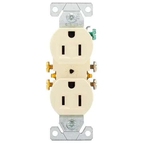 Duplex Receptacle, 2 -Pole, 15 A, 125 V, Push-in, Side Wiring, NEMA: 5-15R Light Almond