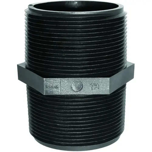 Green Leaf M 3800 P 3/8" Polypropylene Plastic Pipe Hex Nipple Black