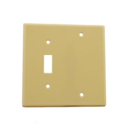 Wallplate, 4-1/2 in L, 2-3/4 in W, 2 -Gang, Thermoset, Ivory, Smooth