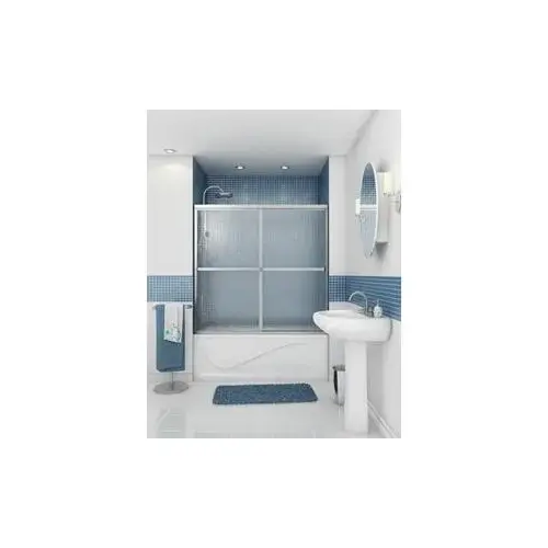 Sliding Tub Door, Raindrop Glass, 2-Panel, Aluminum Frame