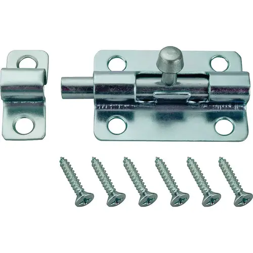 Barrel Bolt, 0.31 Dia in Bolt Head, 3 in L Bolt, Steel, Zinc Plated